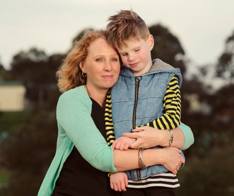 Kelly, Max's mum, hugs Max