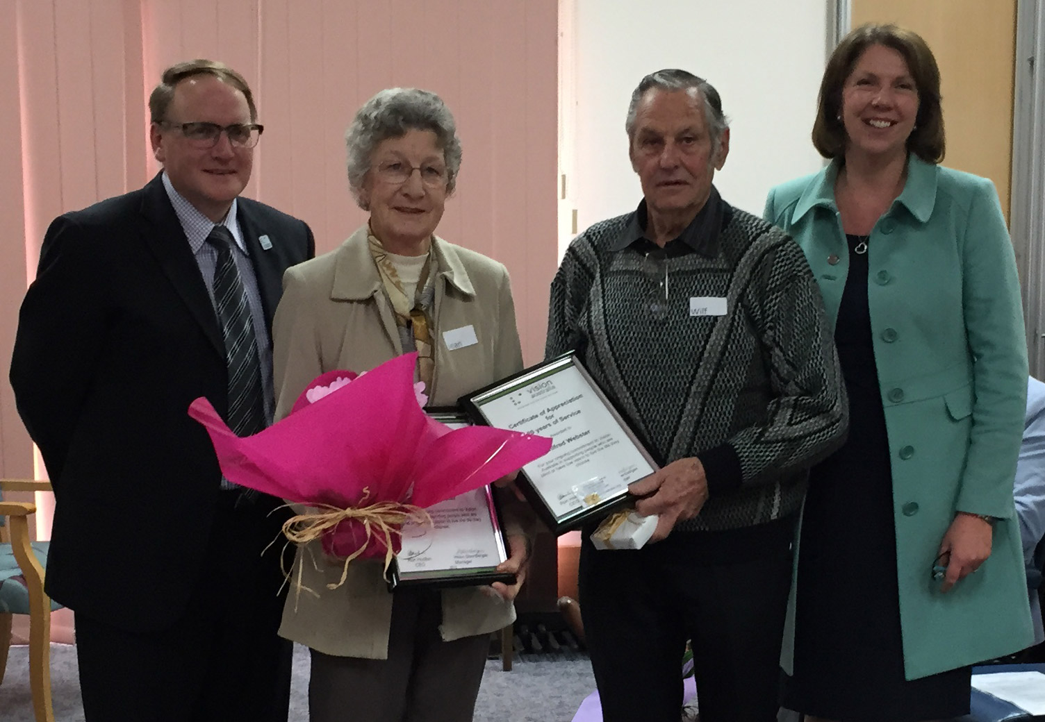 John Gow, Jean and Wilf Webster with Catherine King MP