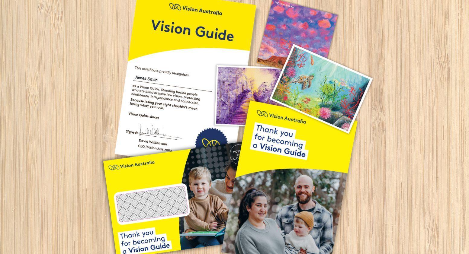 A sampling of items available in the Vision Guide welcome pack