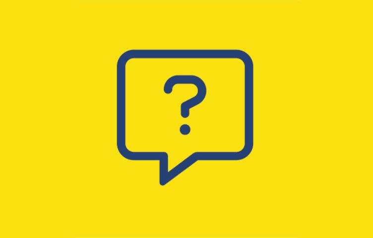 Speech bubble with question mark icon on yellow background